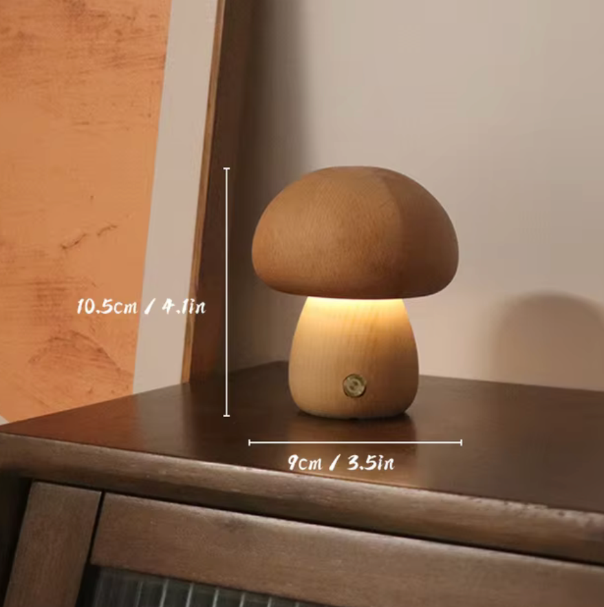 Lampe champignon en bois