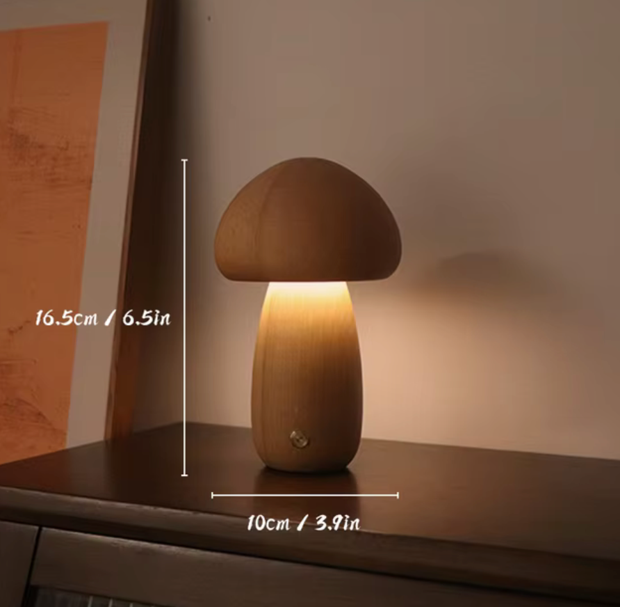 Lampe champignon en bois