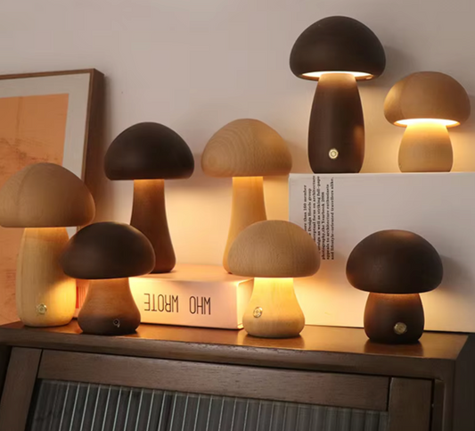 Lampe champignon en bois