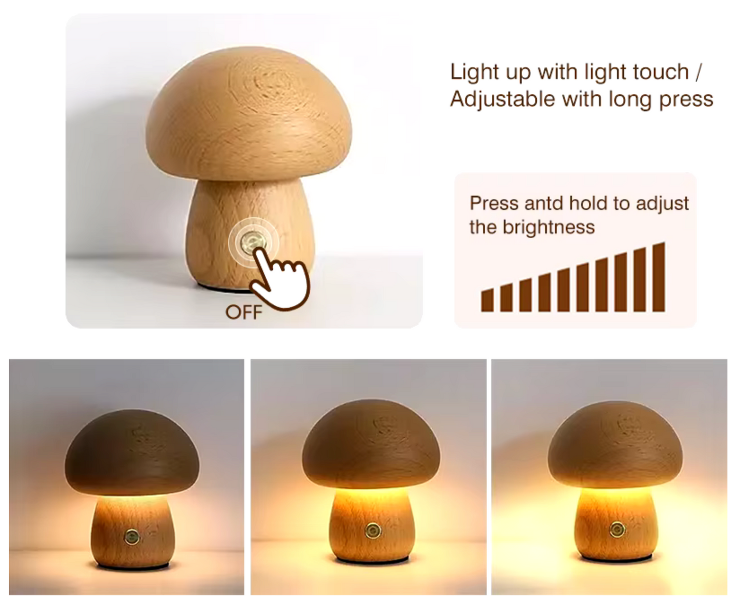 Lampe champignon en bois